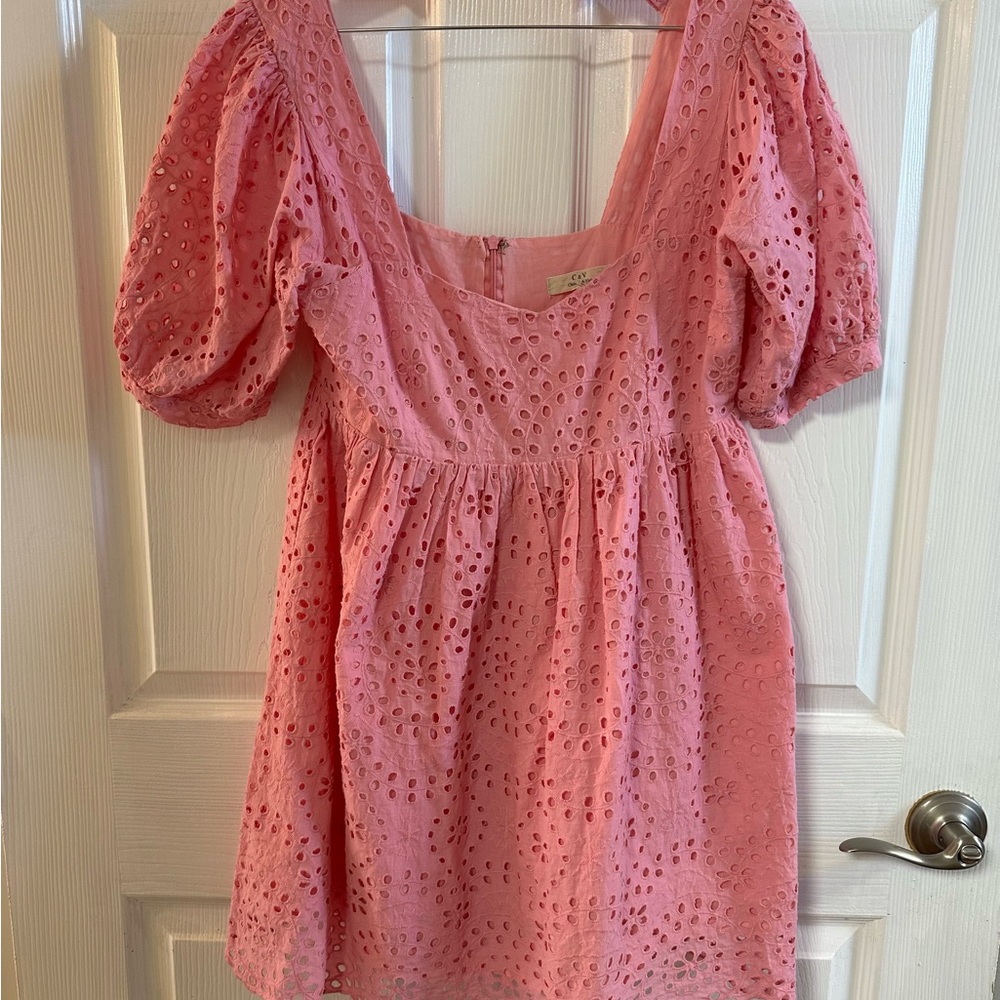 Chelsea & Violet Blush Eyelet Puff Sleeve Blouse